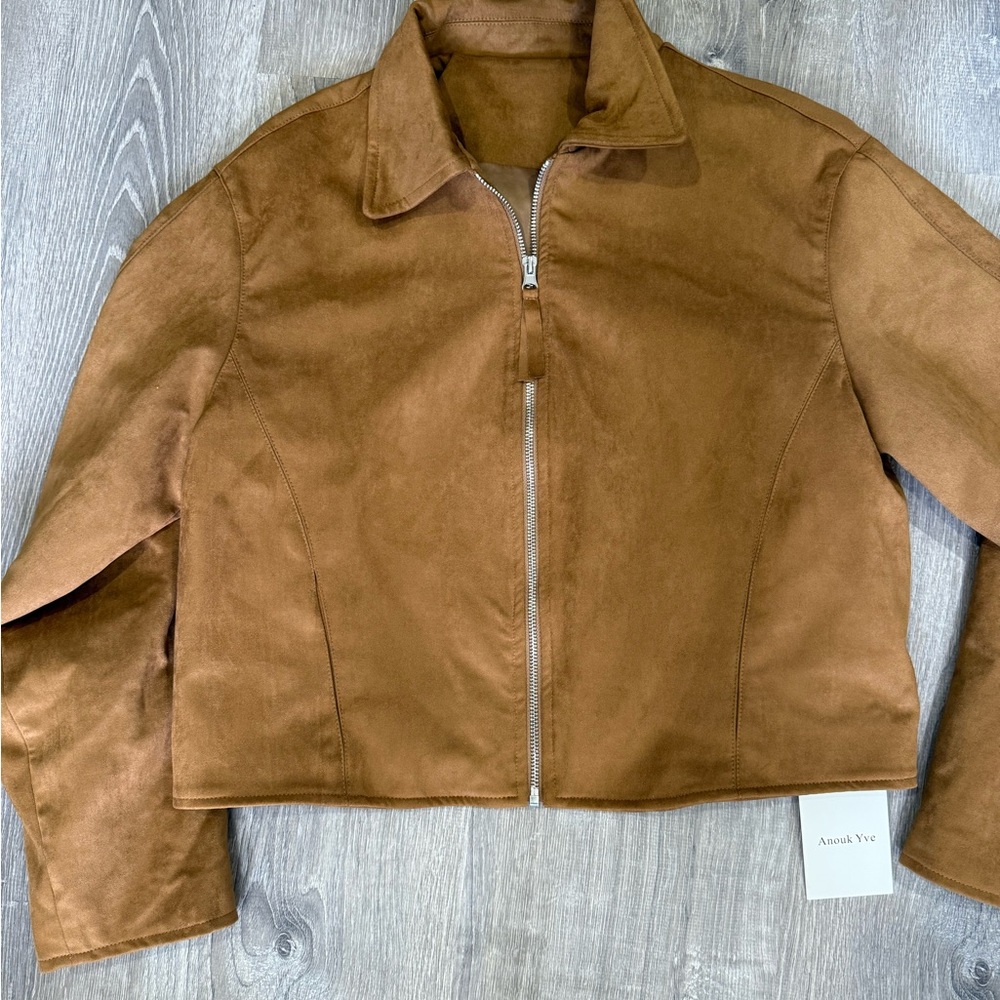 SOLD Tan faux suede Jacket Cropped Minimalist Design